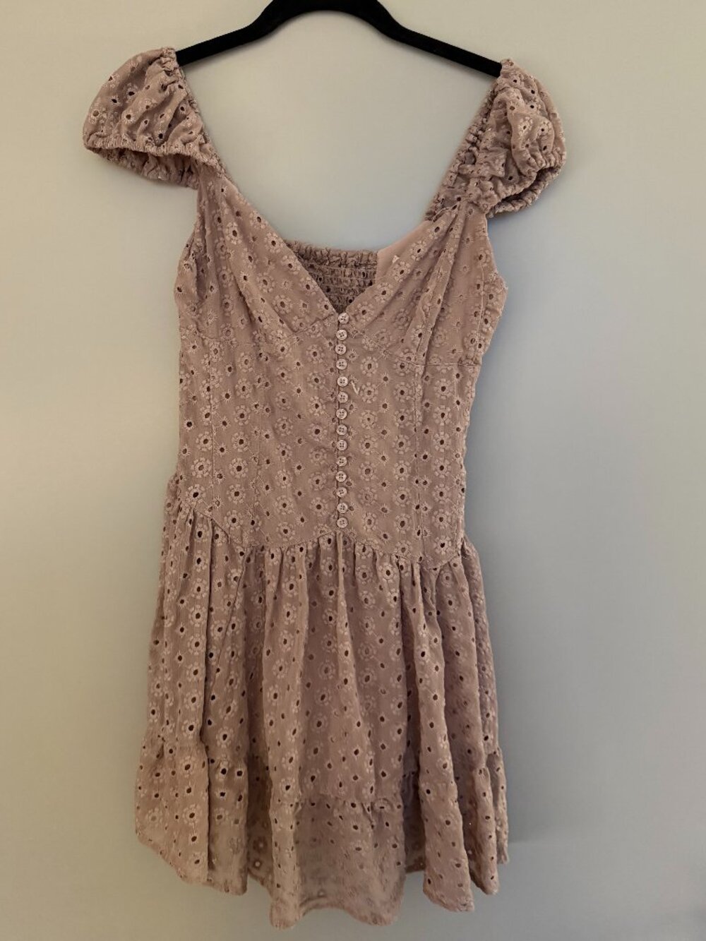 Free People Mauve Eyelet Mini Dress - Picture 5 of 6